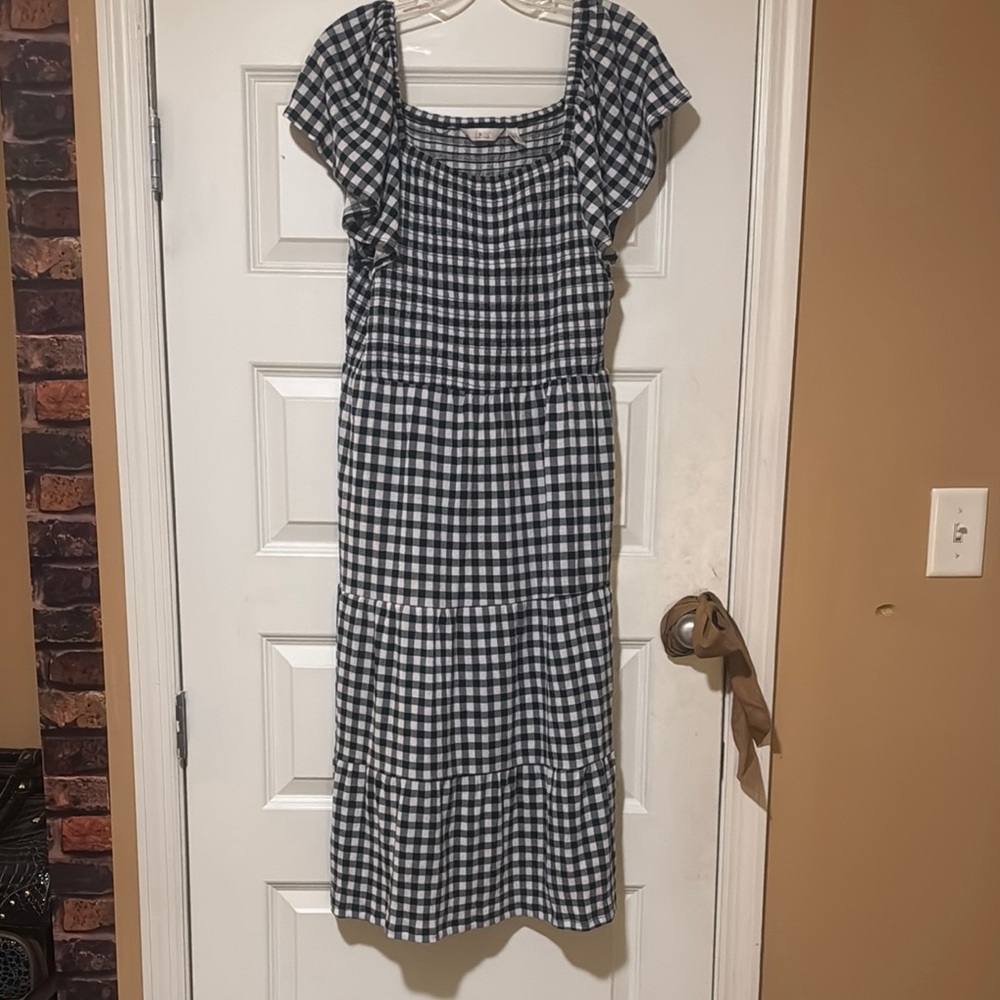 Denim & Co | Black/White Gingham | Dress
